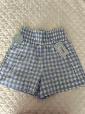 Hill House Livie Gingham Shorts in Light Blue